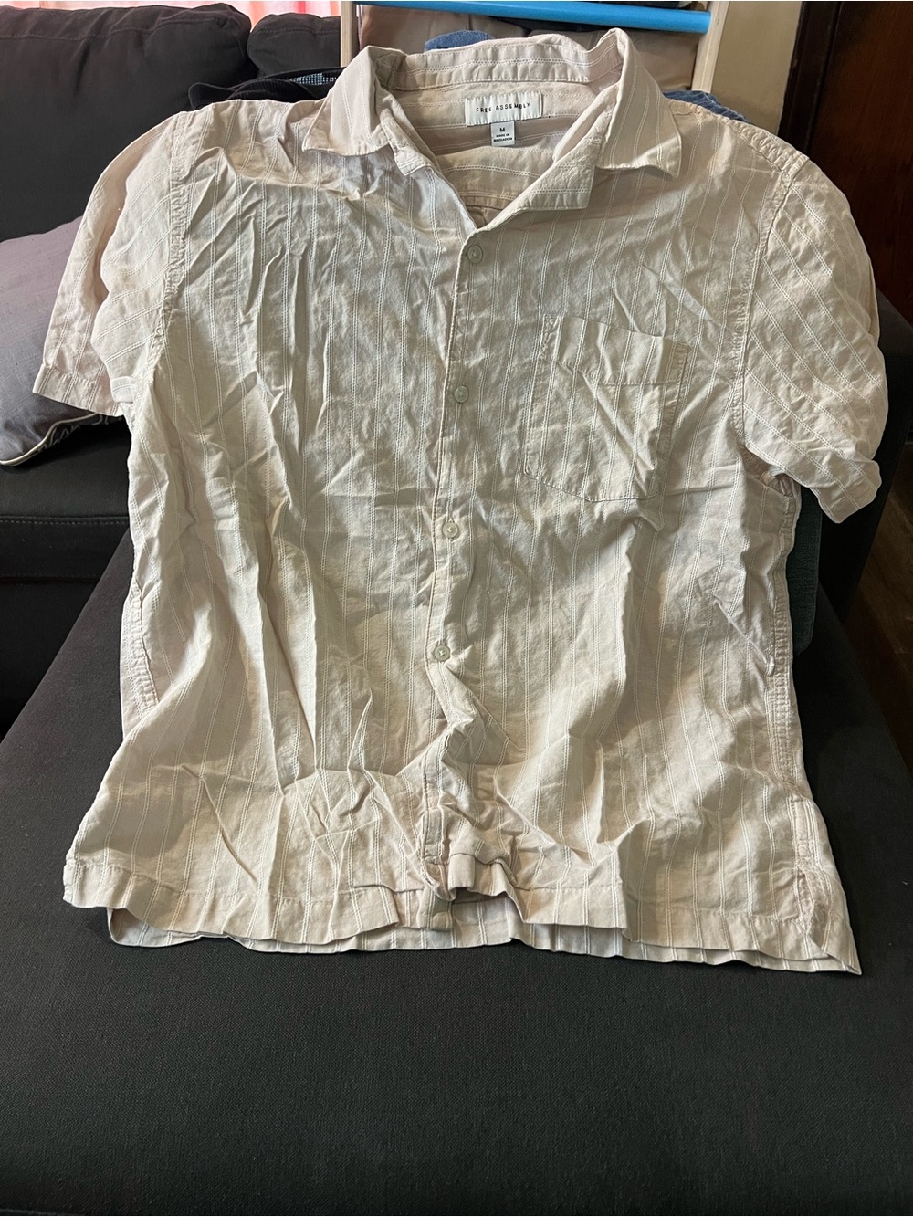 Men's Casual Short-Sleeve Button-Down Shirt - Light Beige